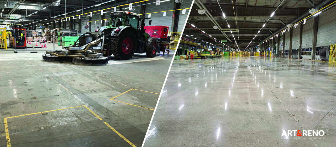 Project in de kijker: Toyota Material Handling - Diest - Voor en na betonvloer renovatie - Art & Reno